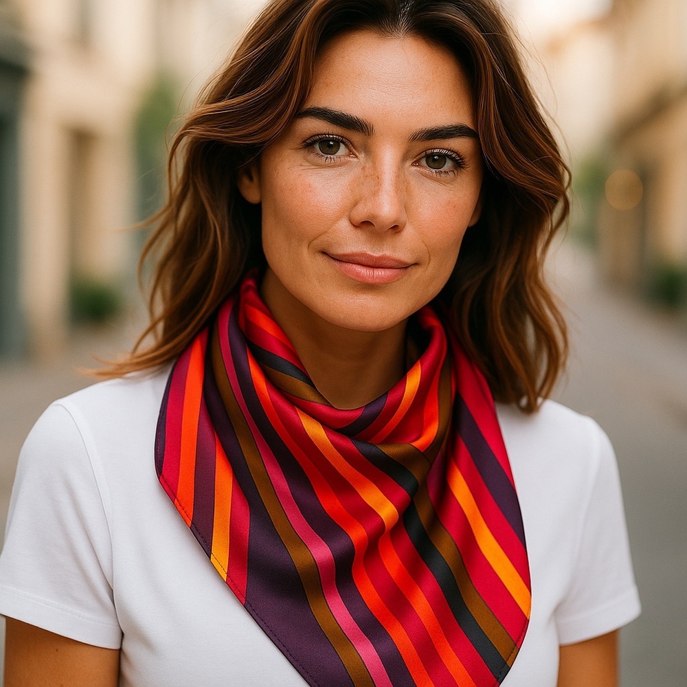 NWT SILKLETTE Sound Waves 100% Fine Silk Kerchief Scarf MULTICOLOR